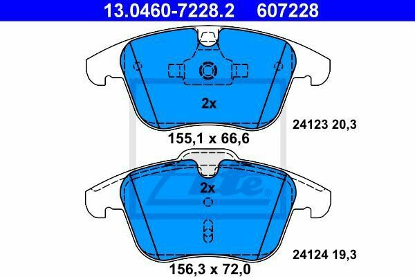 ATE 13.0460-7228.2 Brake Pad Set, disc brake for FORD, JAGUAR, LAND ROVER, VOLVO