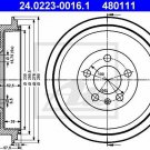 ATE 24.0223-0016.1 Brake Drum for SKODA