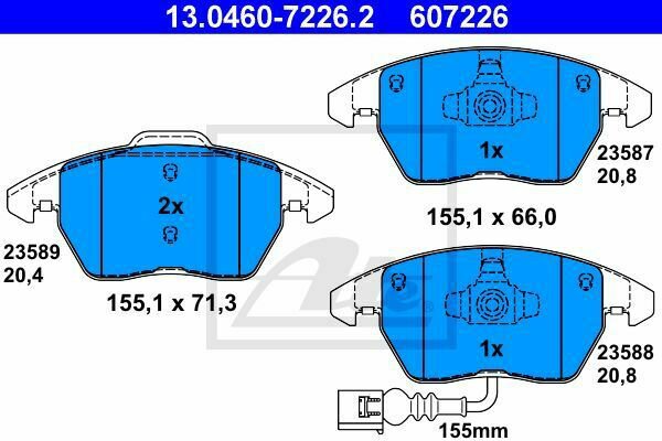 ATE 13.0460-7226.2 Brake Pad Set, disc brake for AUDI