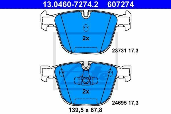 ATE 13.0460-7274.2 Brake Pad Set, disc brake for BMW