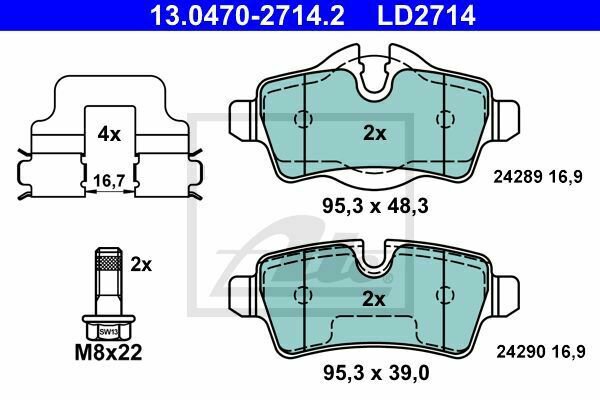 ATE 13.0470-2714.2 Brake Pad Set, disc brake for MINI