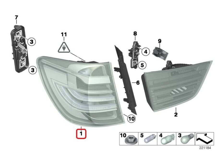 BMW 63217220239 BMW 63217220239 Tail Light Lamp in the side panel, Left X3 F25,