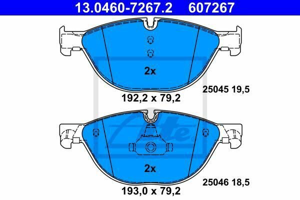 ATE 13.0460-7267.2 Brake Pad Set, disc brake for BMW