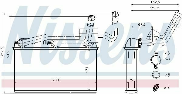 NISSENS 70529 Heat Exchanger, interior heating for BMW
