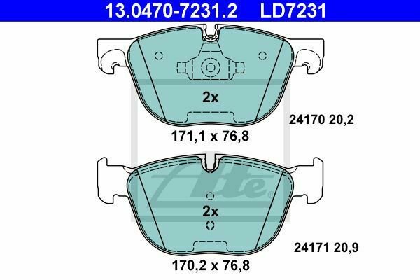 ATE 13.0470-7231.2 Brake Pad Set, disc brake for BMW