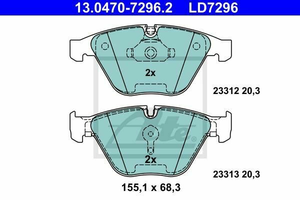 ATE 13.0470-7296.2 Brake Pad Set, disc brake for BMW