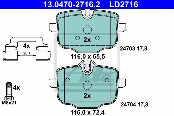 ATE 13.0470-2716.2 Brake Pad Set, disc brake for BMW