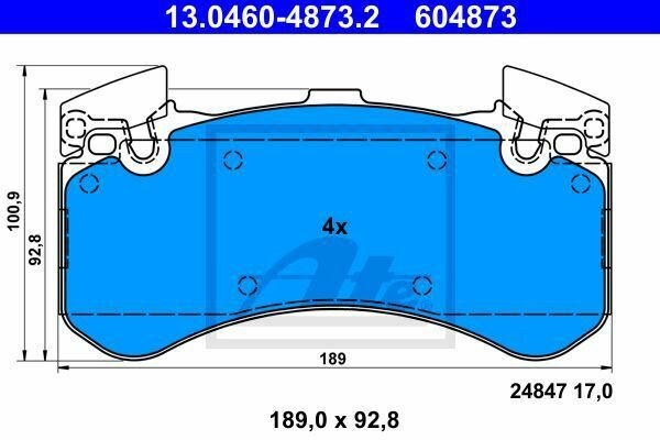 ATE 13.0460-4873.2 Brake Pad Set, disc brake for AUDI