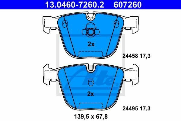 ATE 13.0460-7260.2 Brake Pad Set, disc brake for BMW