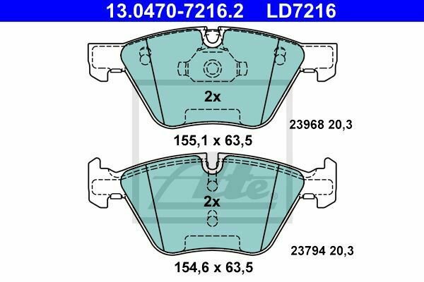 ATE 13.0470-7216.2 Brake Pad Set, disc brake for BMW