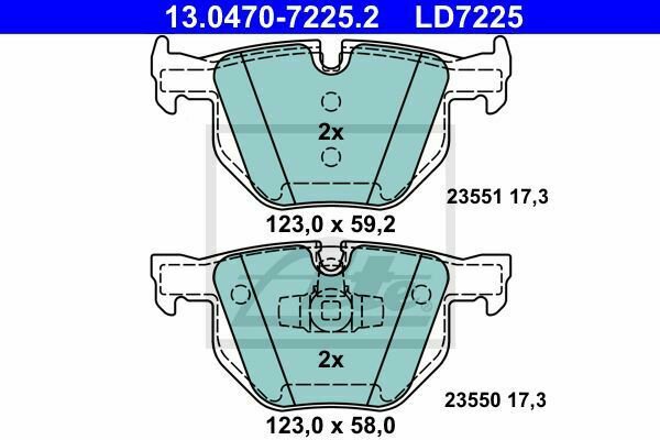 ATE 13.0470-7225.2 Brake Pad Set, disc brake for BMW