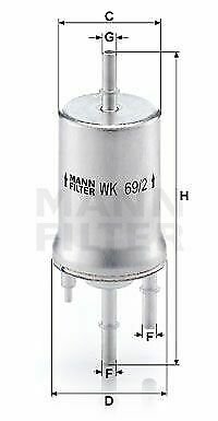 MANN WK69/2 Fuel filter for AUDI, SEAT, SKODA, VW
