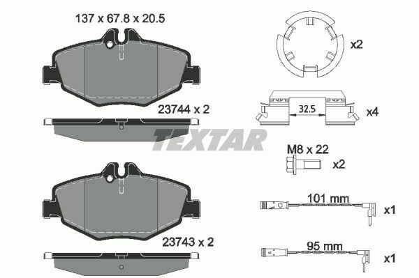 TEXTAR 2374303 Brake Pad Set, disc brake for MERCEDES-BENZ
