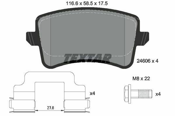 TEXTAR 2460601 Brake Pad Set, disc brake for AUDI