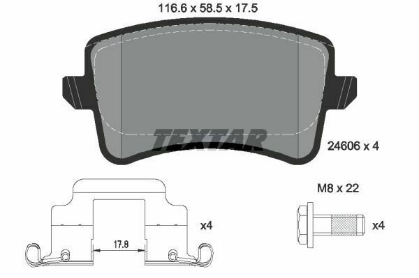 TEXTAR 2460602 Brake Pad Set, disc brake for AUDI
