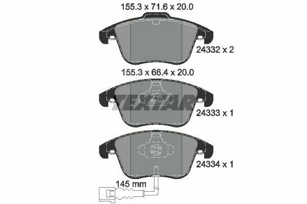 TEXTAR 2433301 Brake Pad Set, disc brake for AUDI, SEAT, VW