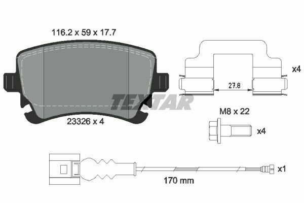 TEXTAR 2332602 Brake Pad Set, disc brake for VW