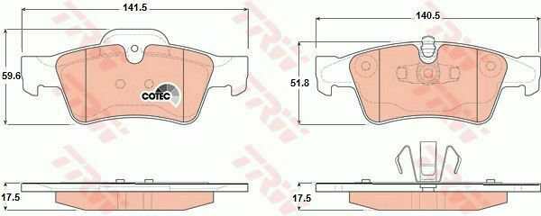 TRW GDB1643 Brake Pad Set, disc brake for MERCEDES-BENZ