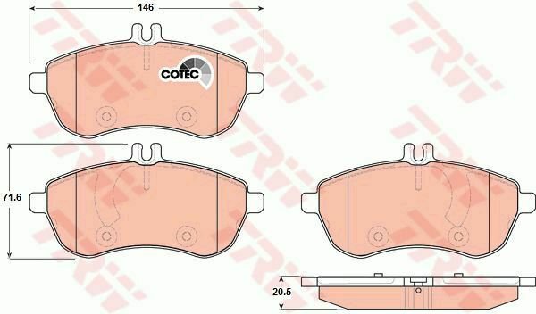 TRW GDB1736 Brake Pad Set, disc brake for MERCEDES-BENZ