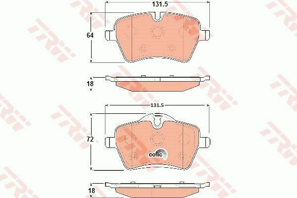 TRW GDB1712 Brake Pad Set, disc brake for MINI