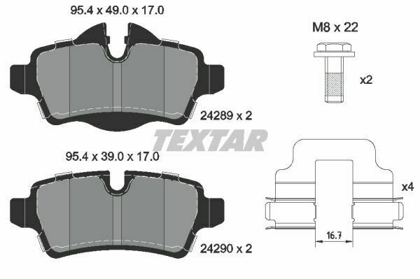 TEXTAR 2428901 Brake Pad Set, disc brake for MINI