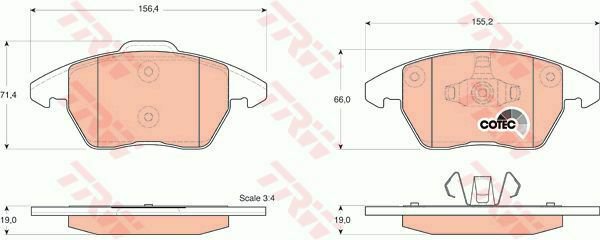 TRW GDB1605 Brake Pad Set, disc brake for AUDI, CITRO&Atilde;�N, PEUGEOT, SEAT, SKODA, V