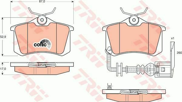 TRW GDB1475 Brake Pad Set, disc brake for SEAT, SKODA, VW