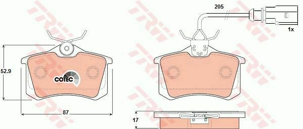 TRW GDB1415 Brake Pad Set, disc brake for FORD, SEAT, VW