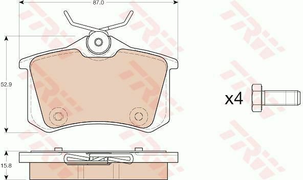 TRW GDB1973 Brake Pad Set, disc brake for CITRO&Atilde;�N, DS, PEUGEOT