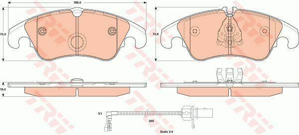 TRW GDB1908 Brake Pad Set, disc brake for AUDI