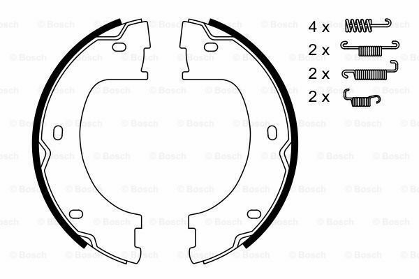 BOSCH 0986487751 Brake Shoe Set, parking brake for MERCEDES-BENZ, VW