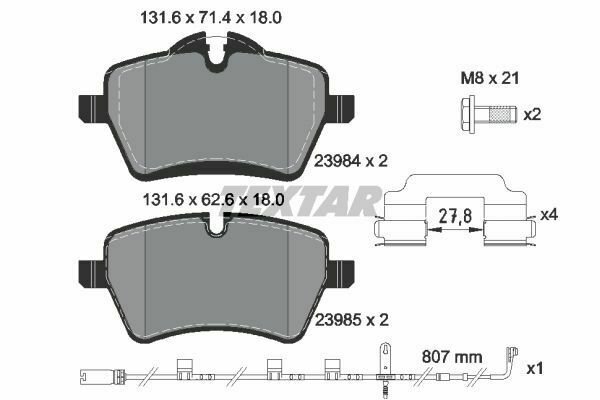 TEXTAR 2398401 Brake Pad Set, disc brake for MINI