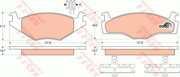 TRW GDB454 Brake Pad Set, disc brake for SEAT, VW