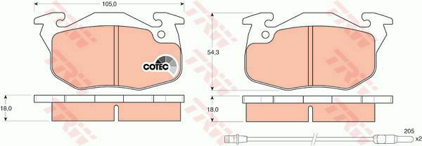 TRW GDB327 Brake Pad Set, disc brake for CITRO&Atilde;�N, PEUGEOT, RENAULT