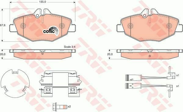 TRW GDB1542 Brake Pad Set, disc brake for MERCEDES-BENZ