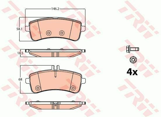 TRW GDB2079 Brake Pad Set, disc brake for MERCEDES-BENZ