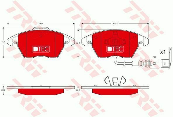 TRW GDB1550DTE Brake Pad Set, disc brake for AUDI, SEAT, SKODA, VW