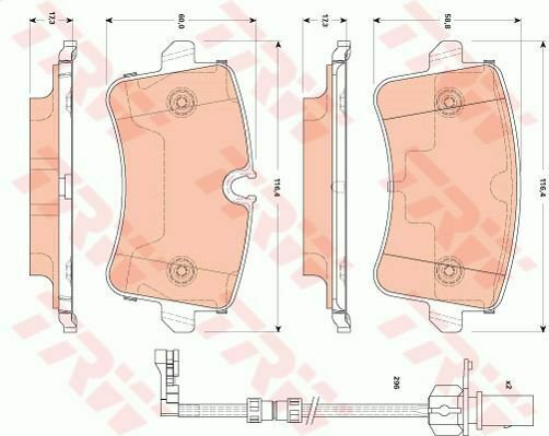 TRW GDB1867 Brake Pad Set, disc brake for AUDI
