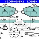 ATE 13.0470-3999.2 Brake Pad Set, disc brake for MERCEDES-BENZ