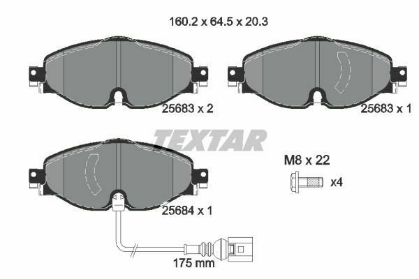 TEXTAR 2568301 Brake Pad Set, disc brake for AUDI, SEAT, SKODA, VW