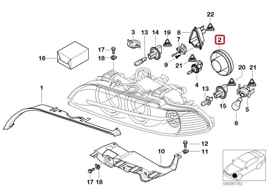 BMW 63126904047 XENON Headlight Rubber Seal For LOW BEAM BMW 5-Series E39 LCI 20