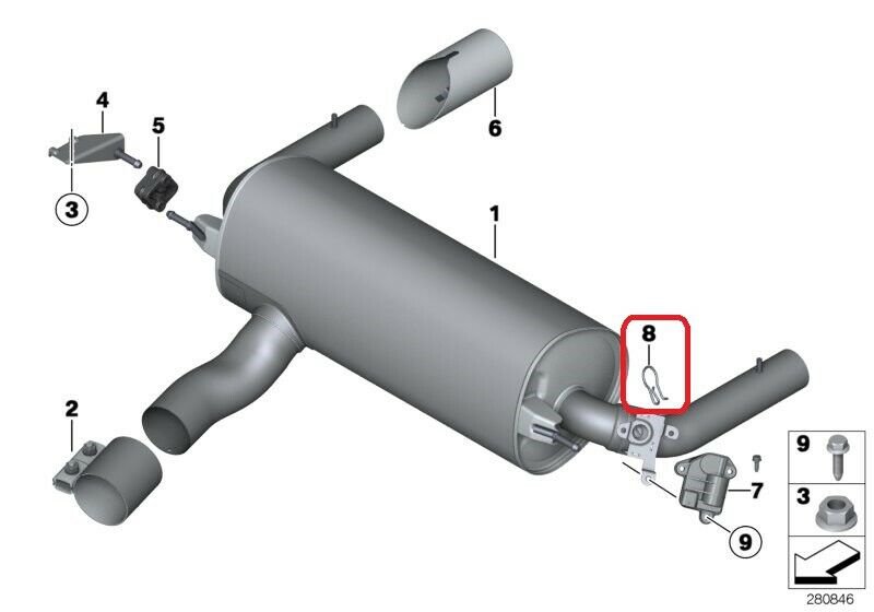 BMW 18307620323 Exhaust Flap Control Valve Actuator CLIP Fixing Bow 2-7 Series O