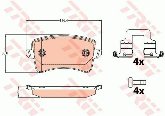 TRW GDB2107 Brake Pad Set, disc brake for AUDI