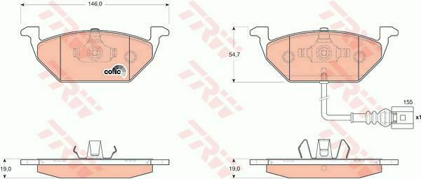 TRW GDB1658 Brake Pad Set, disc brake for AUDI, SEAT, SKODA, VW