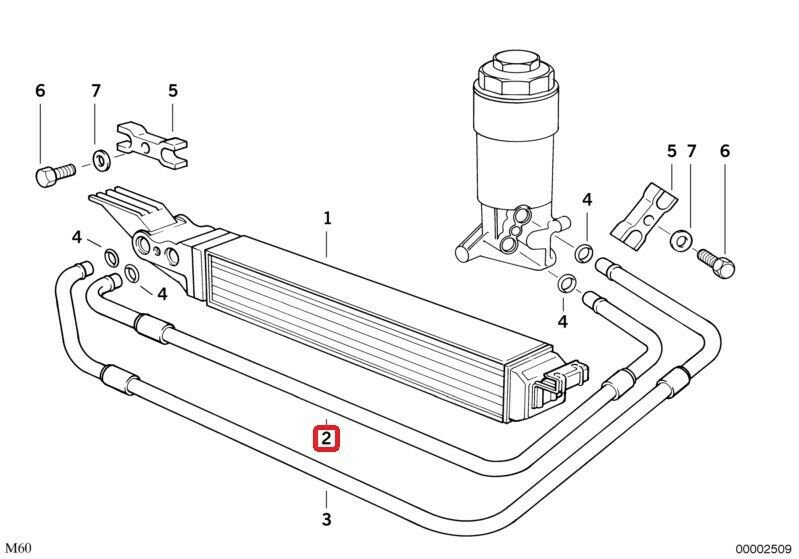 BMW 17211728674 Engine Oil Cooler Hose Pipe Inlet, E32 E34, OE (Genuine) (OE GEN