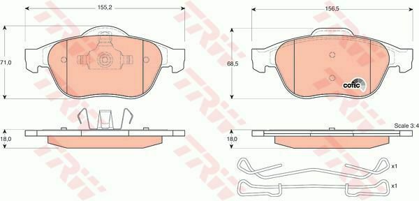 TRW GDB1468 Brake Pad Set, disc brake for RENAULT