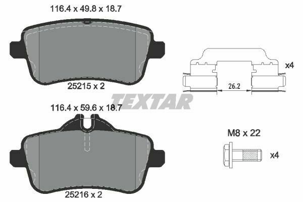 TEXTAR 2521501 Brake Pad Set, disc brake for MERCEDES-BENZ