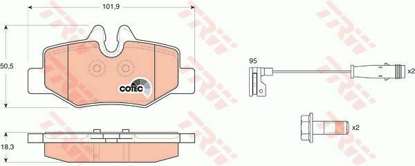 TRW GDB1601 Brake Pad Set, disc brake for MERCEDES-BENZ