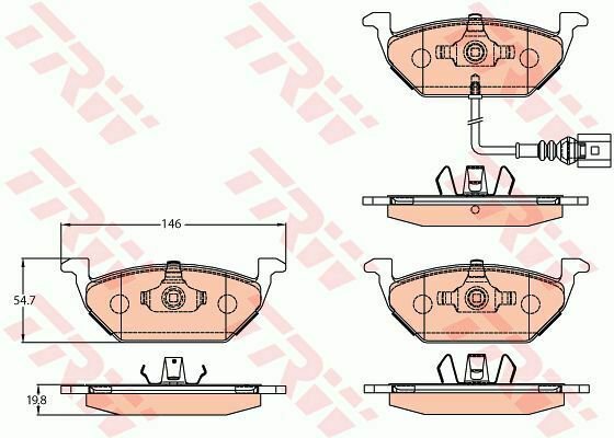 TRW GDB2108 Brake Pad Set, disc brake for AUDI, SEAT, SKODA, VW