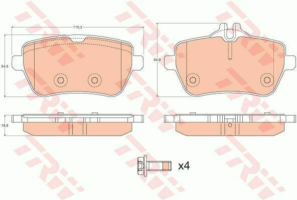 TRW GDB2014 Brake Pad Set, disc brake for MERCEDES-BENZ